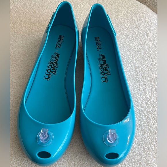 Melissa Jeremy Scott inflatable Aqua blue flats Moschino - Picture 2 of 6